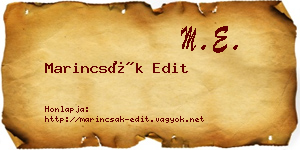 Marincsák Edit névjegykártya